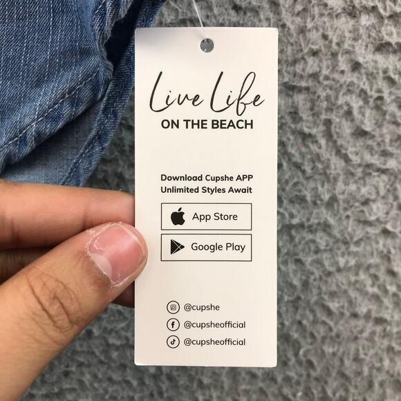 New Women's Cupshe Denim V-Neck Mini Dress size XL - Picture 4 of 11